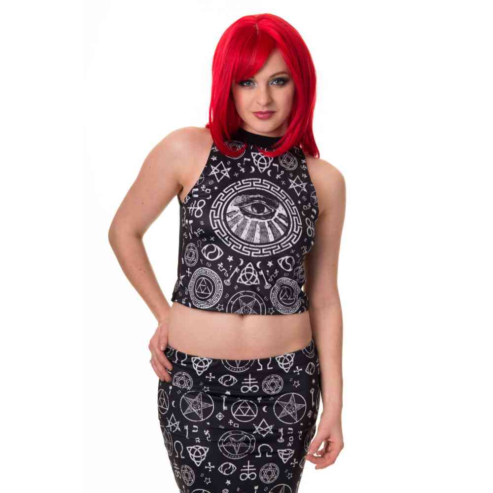 Banned - Pixie Crop top - Noir/Blanc